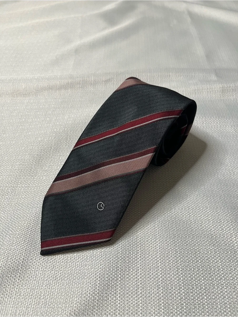 Vintage Goldlion Striped Tie Charcoal Burgundy Old Money Grandpacore Ivy League